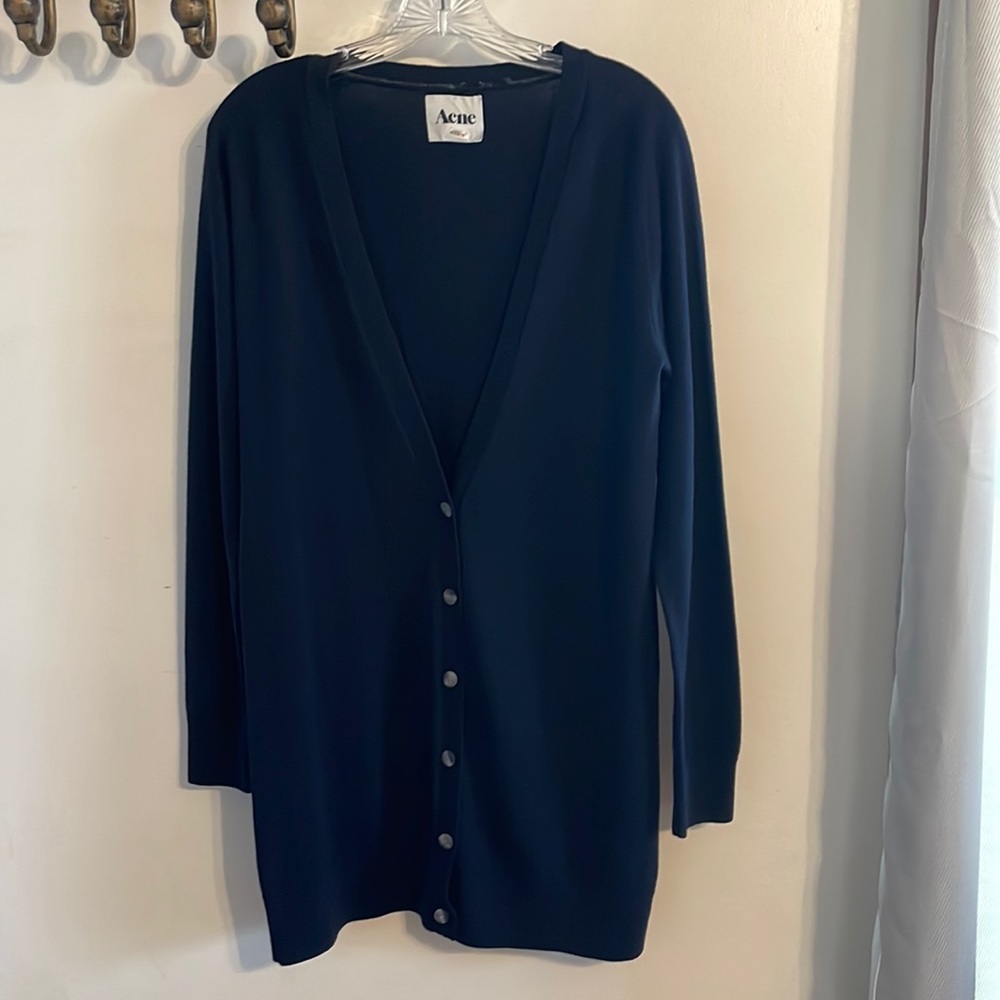 Closet closing Acne Black Lambswool Knit Button up Cardigan Sz Sm